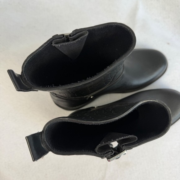 Sam Edelman Keigan Womens 8 Black Buckle Rubber Croc Embossed Rain Boots - Picture 12 of 13